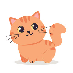 Cute Cartoon Ginger Tabby Cat Sitting