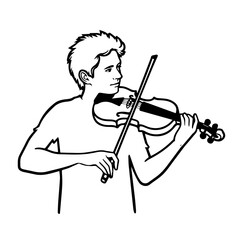 Young musician playing violin in a minimalistic style  
