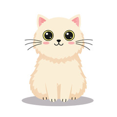 Cute Fluffy Cartoon Cat Sitting