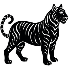 Fototapeta premium Tiger-silhouette-in-traditional-Asian-art-style 