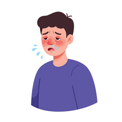 Sick Person with Severe Runny Nose