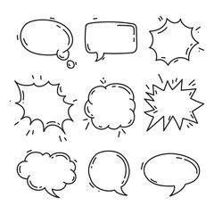 Fototapeta premium Hand Drawn Speech and Thought Bubbles Set