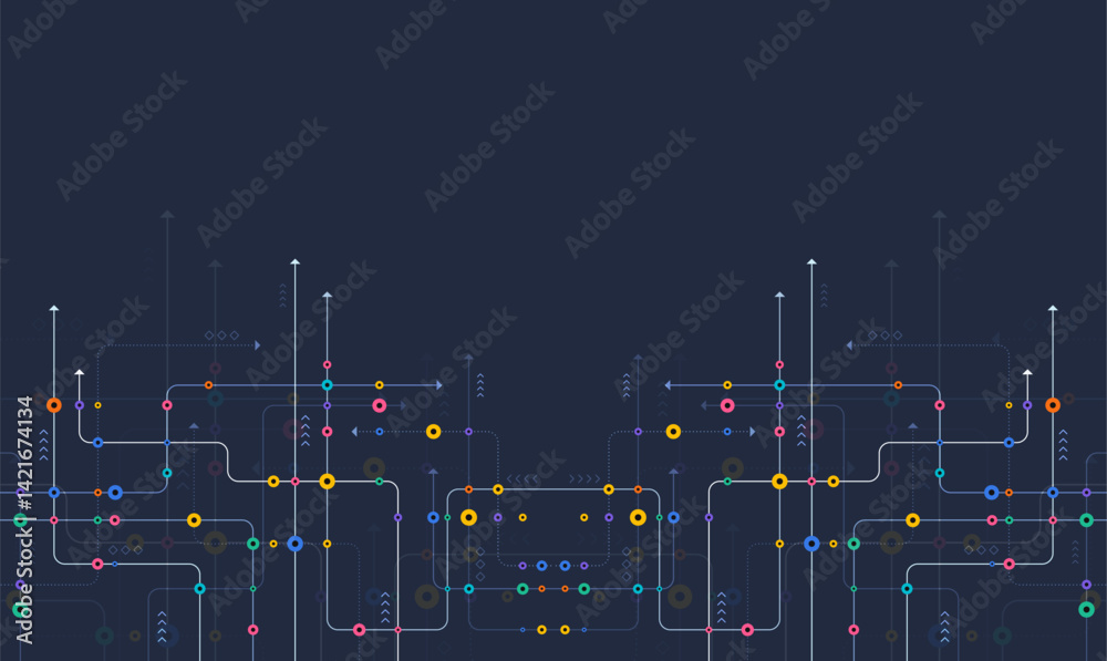 Poster circuit connect lines and dots. network technology and connection concept. decentralized network nod