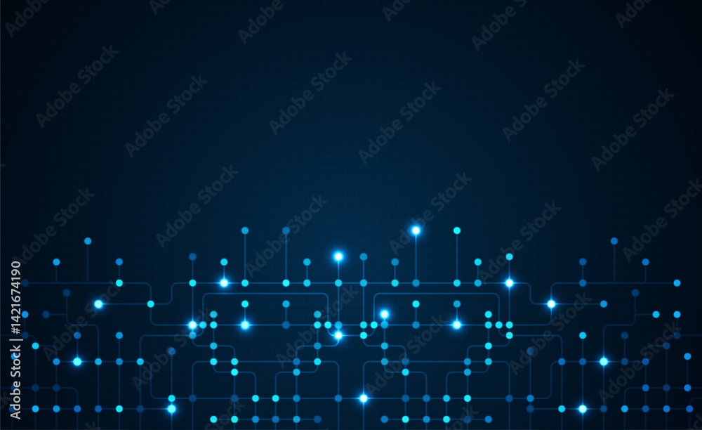 Poster circuit connect lines. network technology and connection concept. decentralized network nodes connec