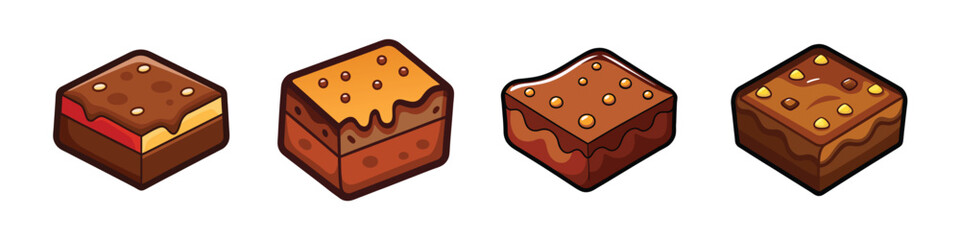 Isometric Vector Illustration of Delicious Assorted Brownies Ready to Enjoy