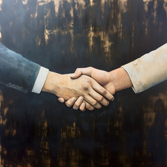 Handshake Symbolizing Business Agreement – Painted Concept of Partnership and Collaboration