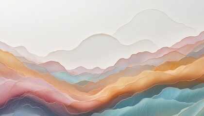 Fototapeta premium Abstract landscape art conceptual gallery digital illustration serene environment aerial view tranquility and harmony in nature's colors