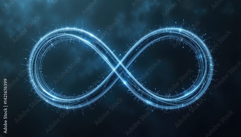 Poster exploring the infinite loop concept abstract digital realm visual representation futuristic environm