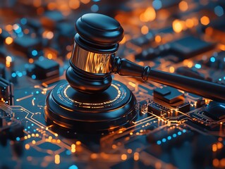 Gavel on Circuit Board: Cyber Law and Justice