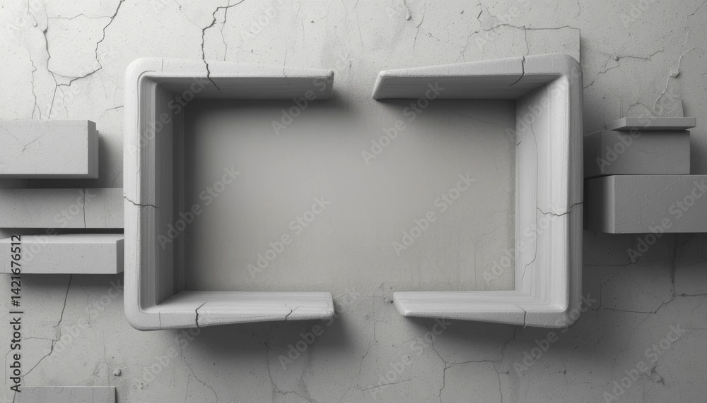 Poster creating minimalist concrete structures modern architecture 3d render indoor environment top-down vi