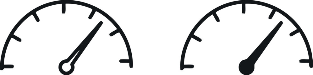Speedometer Icons: Minimalist Line Art for Performance and Measurement Graphics