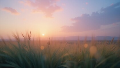 Fototapeta premium Sunrise serenity over rolling fields nature landscape tranquil environment vibrant colors peaceful viewpoint beauty of dawn