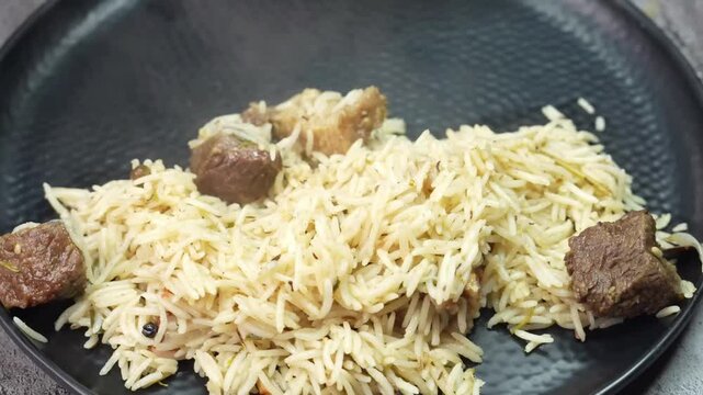 Mutton Biryani &ndash; Spiced Mutton Biryani &ndash; Hyderabadi Mutton Biryani &ndash; A fragrant, slow-cooked Indian rice dish with tender mutton, aromatic basmati rice, and rich spices. A royal delicacy loved worldwi