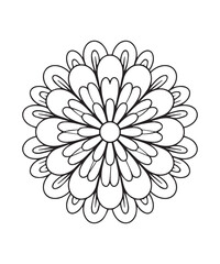 Easy mandala coloring page for kids, black line art vector illustration on white background