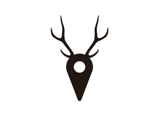 Map pointer deer vector icon
