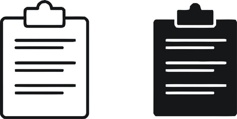 Minimalist Clipboard Icons: Black and White Line Art Design for Document, Task, and Productivity Projects