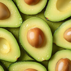 Close-Up of Halved Avocados with Seeds – Fresh Organic Superfood Background