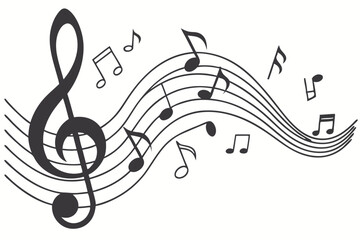 Musical notes stave, line pattern. symbols or icon for staff and music key note theme. Treble background wave. Piano, jazz sound notes. Vector key sign.