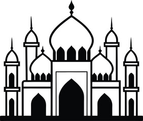 Mosque silhouette icon, Islamic place of worship, Muslim worship, vector illustration