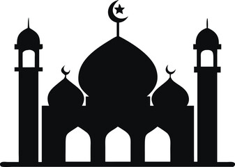 Mosque silhouette icon, Islamic place of worship, Muslim worship, vector illustration