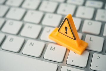 Maintenance, repair, under construction in computer system from virus or ransomware concept. Close...