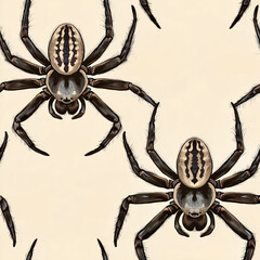 Seamless Hand-Drawn Spider Pattern – Realistic Insect Repeating Background