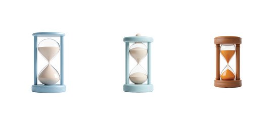 Collection of modern hourglasses in various colors and designs for timeless elegance