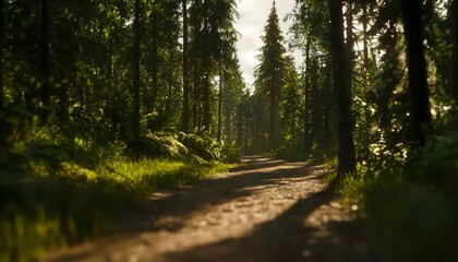 Fototapeta premium Sunlight path through woods
