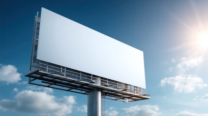 Obraz premium Advertising billboard in urban setting outdoor clear sky bright day
