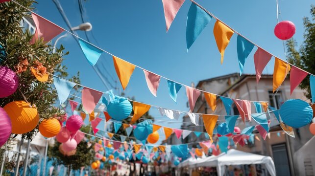 Colorful festival decorations outdoor event imagery festive atmosphere