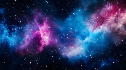 Naklejka premium Cosmic Nebula in Blue Pink Hues