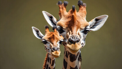 A Giraffe and Its Baby Standing Gracefully in Their Natural Habitat