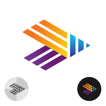 Abstract logo design with striped arrow stylized artist pencil tip illustration