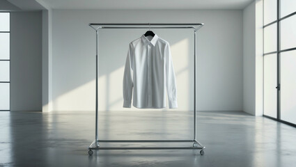 Minimalist White Shirt on a Hanger in a Modern Room