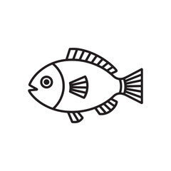 Obraz premium Black and White Minimalist Fish Icon Featuring a Stylized Outline Representing Marine Life, Aquatic Animals, and Oceanic Conservation Editable Vector Illustration Isolated on a White Background