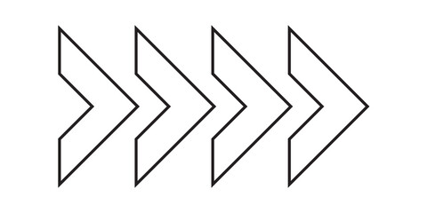 Dynamic Moving Arrow icon. Chevron arrow icon. Moving arrows icon. blend effect, pointer, speed direction, road caution, military, navigation sign isolated on white background. Dynamic moving arrow.