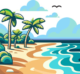 Minimalist Tropical Beach vector