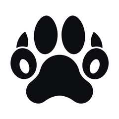 create a dog foot silhouette vector icon  desing with a white background