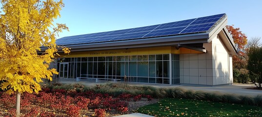 Designing a Sustainable Community Center with Solar Panels on the Roof for Clean Energy and Environmental Impact