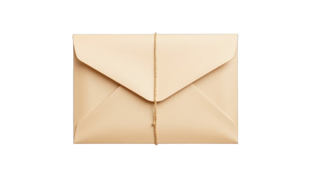 Recyclable paper envelope with string closure isolated on white background for sustainable stationery packaging​