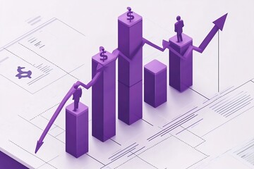 2d CRM system comparing quarterly sales revenue customer acquisition costs in animated graph format