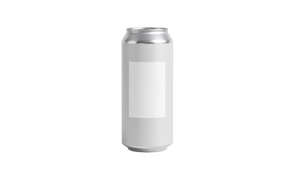 Recyclable aluminum can with blank label isolated on white background for sustainable beverage packaging​