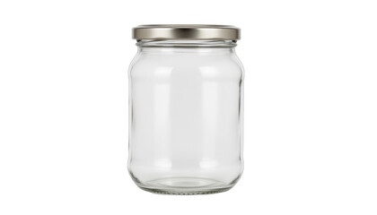 Isolated glass jar with metal lid on white background for reusable food storage packaging​