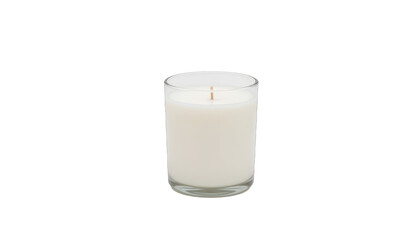 Isolated luxury soy candle in minimalist glass holder on white background for fragrance e commerce