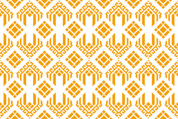 Gold,golden, Geometric, seamless,pixel traditional ethnic, thai pattern, fabric pattern for textiles, rugs, wallpaper, clothing, sarong, batik, print, background, cover, illustration, vector.