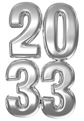Happy New Year, Number 2033 Silver 3d Render
