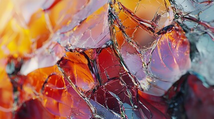 89. Fractured glass surface with high-resolution photorealistic shards and cracks