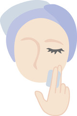 스킨케어로 피부관리하는 얼굴 (일러스트)