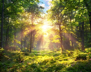 Obraz premium Sunlight Forest Path (4)