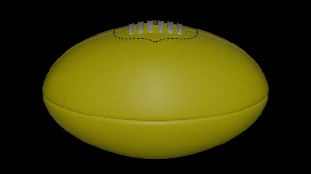 A seamlessly loop able animation of a generic australian rules ball with a light spinning and illuminating from dark to light 